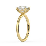 The Celeste Ring — Elongated Cushion Solitaire with Hidden Halo Lab-Grown Diamond Engagement Ring in Yellow Gold | The Jewel Concierge
