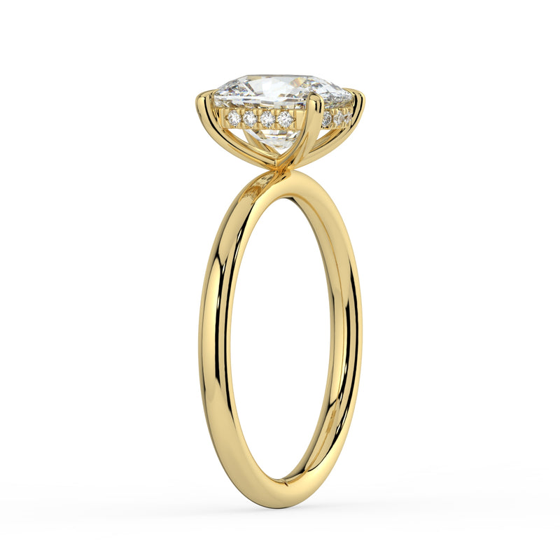 The Celeste Ring - Elongated Cushion Solitaire with Hidden Halo