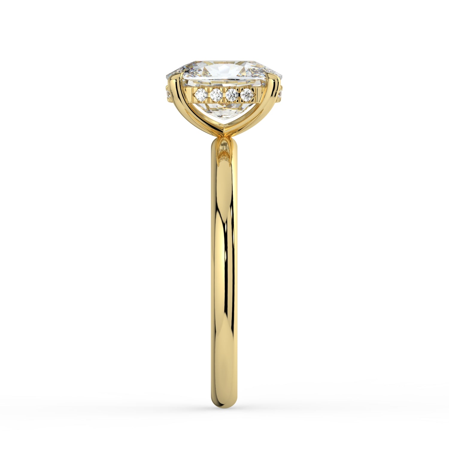 The Celeste Ring - Elongated Cushion Solitaire with Hidden Halo
