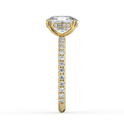 The Phoenix Ring — Elongated Cushion Solitaire with Hidden Halo & Pavé Band Lab-Grown Diamond Engagement Ring in Yellow Gold | The Jewel Concierge