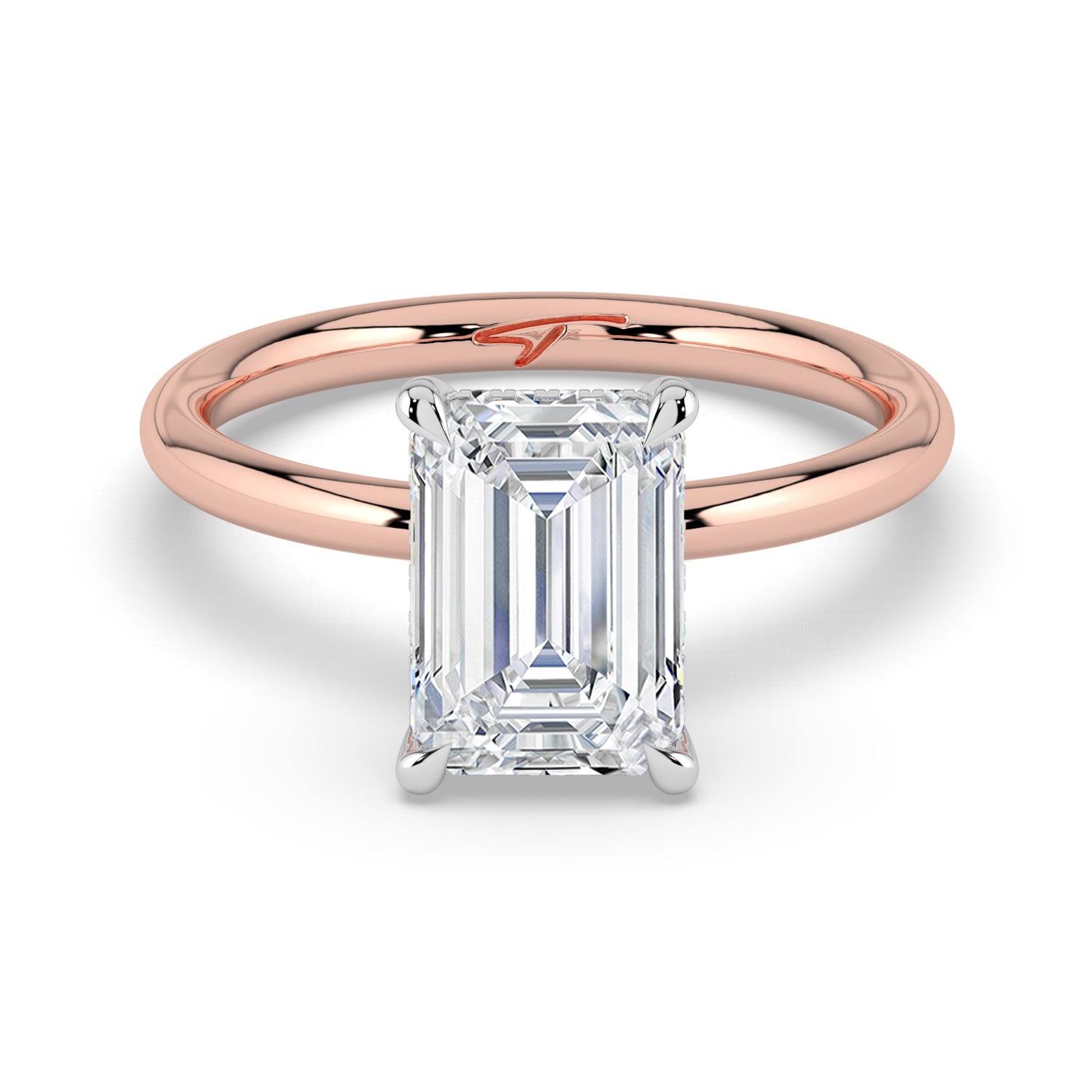 The Celeste Ring - Emerald Solitaire with Hidden Halo