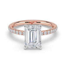 The Phoenix Ring - Emerald Solitaire with Hidden Halo & Pavé Band