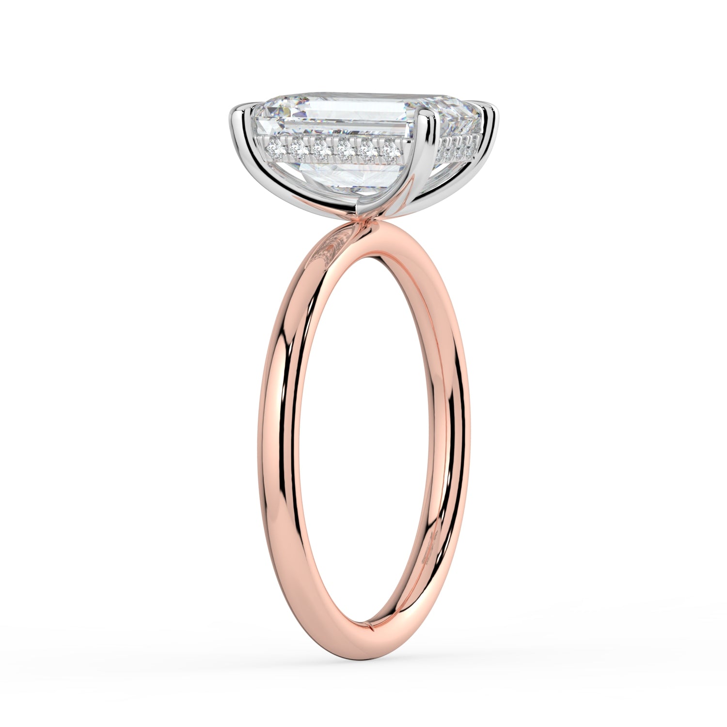 The Celeste Ring - Emerald Solitaire with Hidden Halo