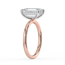 The Celeste Ring - Emerald Solitaire with Hidden Halo