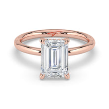 The Celeste Ring - Emerald Solitaire with Hidden Halo