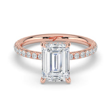 The Phoenix Ring - Emerald Solitaire with Hidden Halo & Pavé Band