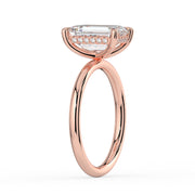 The Celeste Ring – Emerald Solitaire with Hidden Halo in 14K White Gold and Rose Gold – The Jewel Concierge