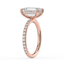 The Phoenix Ring - Emerald Solitaire with Hidden Halo & Pavé Band