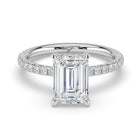 The Phoenix Ring - 3.05 ct.Emerald Solitaire with Hidden Halo & Pavé Band