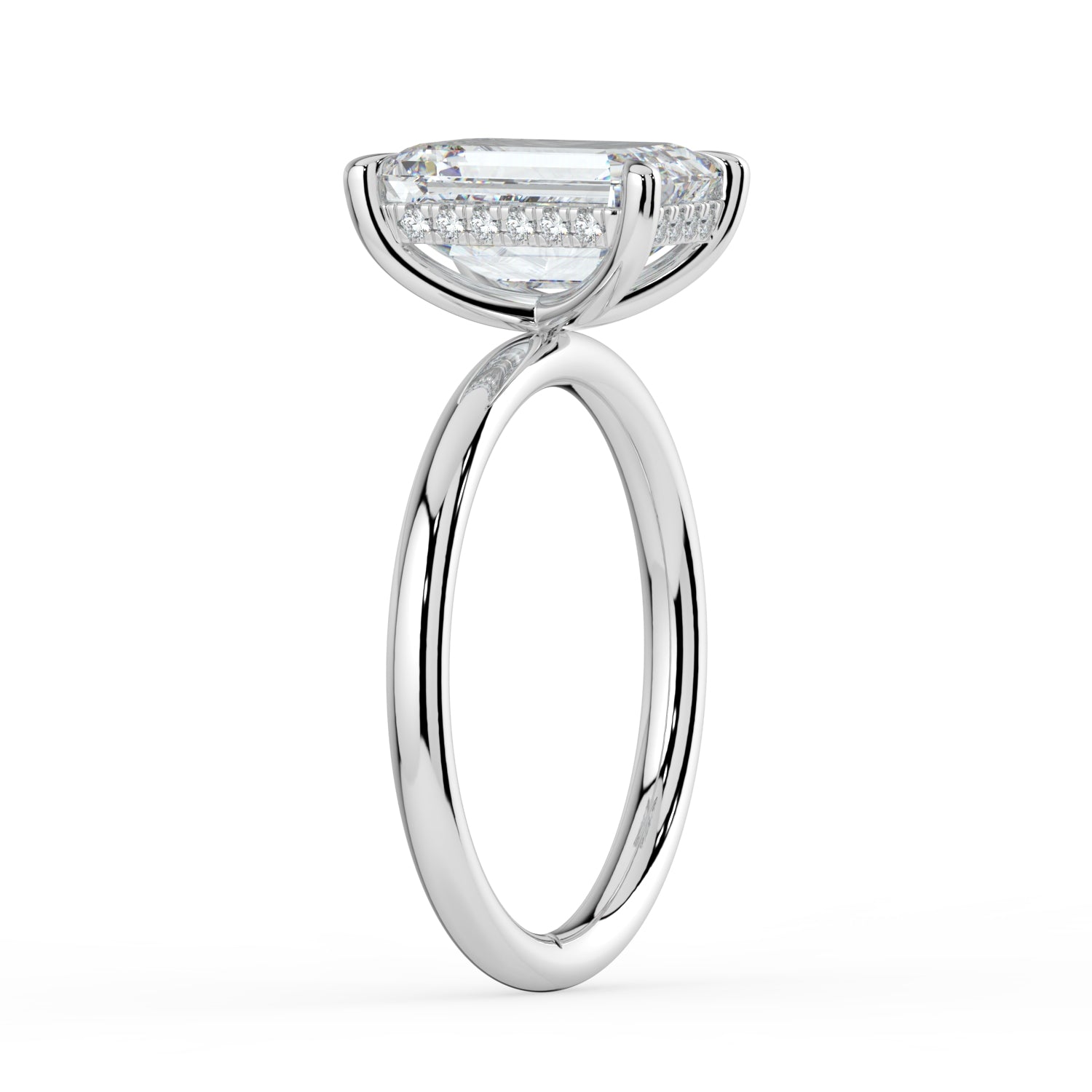 The Celeste Ring - Emerald Solitaire with Hidden Halo