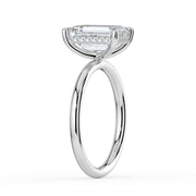 The Celeste Ring – Emerald Solitaire with Hidden Halo in 14K White Gold and Yellow Gold – The Jewel Concierge