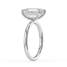 The Celeste Ring - Emerald Solitaire with Hidden Halo
