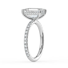 The Phoenix Ring - 3.05 ct.Emerald Solitaire with Hidden Halo & Pavé Band
