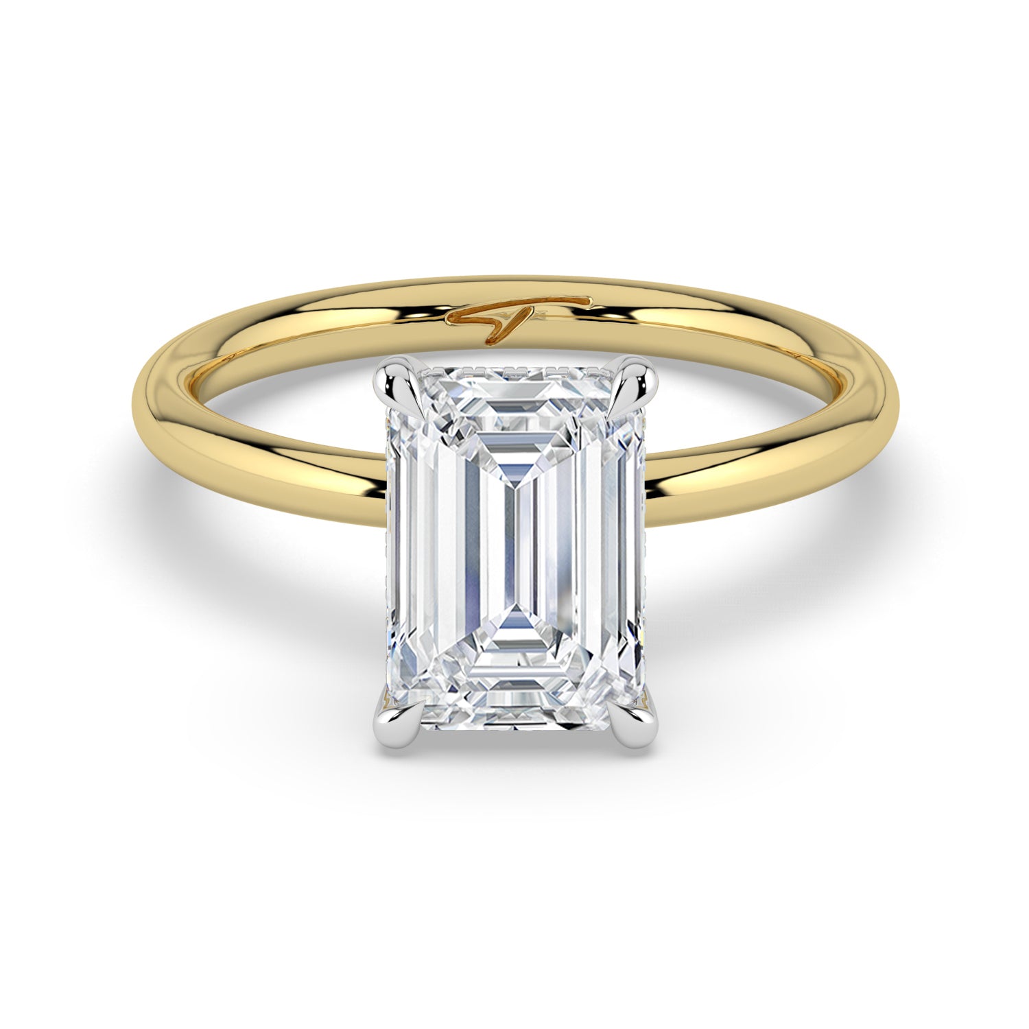 The Celeste Ring - Emerald Solitaire with Hidden Halo