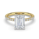 The Phoenix Ring - Emerald Solitaire with Hidden Halo & Pavé Band