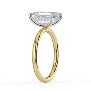 The Celeste Ring – Emerald Solitaire with Hidden Halo in 18K White Gold and Yellow Gold – The Jewel Concierge
