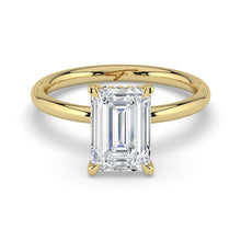 The Celeste Ring - Emerald Solitaire with Hidden Halo