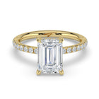 The Phoenix Ring - Emerald Solitaire with Hidden Halo & Pavé Band