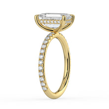 The Phoenix Ring - Emerald Solitaire with Hidden Halo & Pavé Band