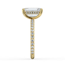 The Phoenix Ring - Emerald Solitaire with Hidden Halo & Pavé Band