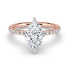 The Phoenix Ring — Marquise Solitaire with Hidden Halo & Pavé Band Lab-Grown Diamond Engagement Ring in Two-Tone Rose and White Gold | The Jewel Concierge