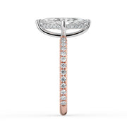 The Phoenix Ring — Marquise Solitaire with Hidden Halo & Pavé Band Lab-Grown Diamond Engagement Ring in Two-Tone Rose and White Gold | The Jewel Concierge