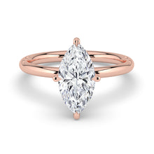 The Celeste Ring - Marquise Solitaire with Hidden Halo
