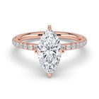 The Phoenix Ring — Marquise Solitaire with Hidden Halo & Pavé Band Lab-Grown Diamond Engagement Ring in Rose Gold | The Jewel Concierge
