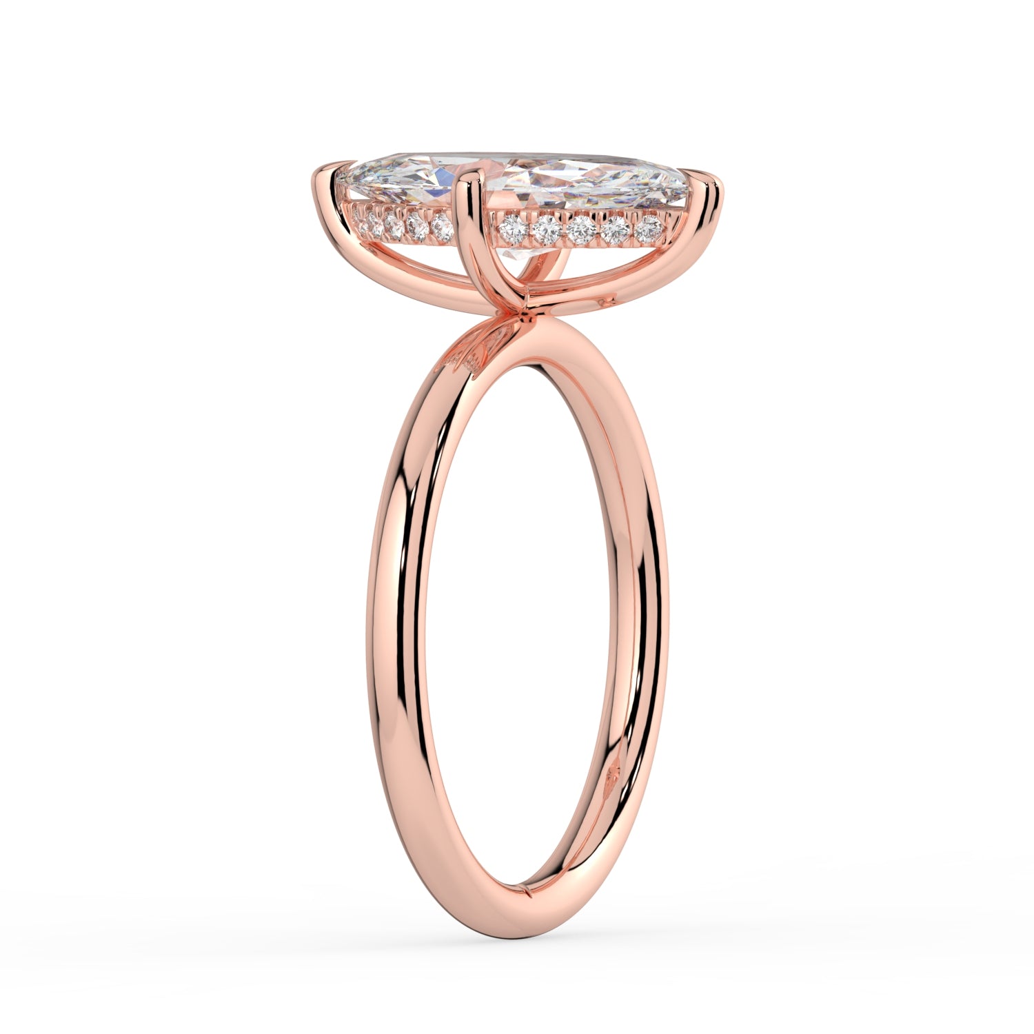 The Celeste Ring - Marquise Solitaire with Hidden Halo