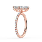 The Phoenix Ring — Marquise Solitaire with Hidden Halo & Pavé Band Lab-Grown Diamond Engagement Ring in Rose Gold | The Jewel Concierge