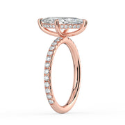 The Phoenix Ring — Marquise Solitaire with Hidden Halo & Pavé Band Lab-Grown Diamond Engagement Ring in Rose Gold | The Jewel Concierge