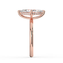 The Celeste Ring - Marquise Solitaire with Hidden Halo