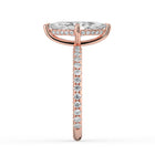 The Phoenix Ring — Marquise Solitaire with Hidden Halo & Pavé Band Lab-Grown Diamond Engagement Ring in Rose Gold | The Jewel Concierge
