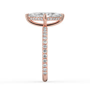 The Phoenix Ring — Marquise Solitaire with Hidden Halo & Pavé Band Lab-Grown Diamond Engagement Ring in Rose Gold | The Jewel Concierge