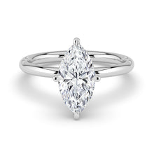 The Celeste Ring - Marquise Solitaire with Hidden Halo