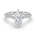 The Phoenix Ring — Marquise Solitaire with Hidden Halo & Pavé Band Lab-Grown Diamond Engagement Ring in White Gold | The Jewel Concierge