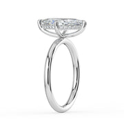 The Celeste Ring – Marquise Solitaire with Hidden Halo in 14K White Gold and Yellow Gold – The Jewel Concierge