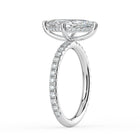 The Phoenix Ring — Marquise Solitaire with Hidden Halo & Pavé Band Lab-Grown Diamond Engagement Ring in White Gold | The Jewel Concierge