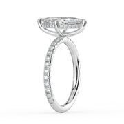 The Phoenix Ring — Marquise Solitaire with Hidden Halo & Pavé Band Lab-Grown Diamond Engagement Ring in White Gold | The Jewel Concierge