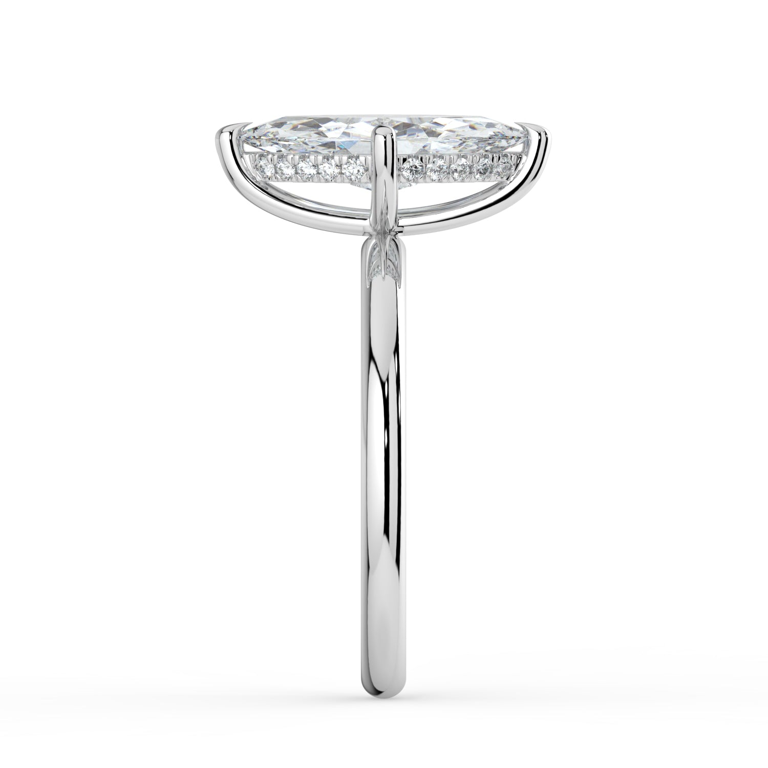 The Celeste Ring - Marquise Solitaire with Hidden Halo