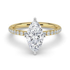 The Phoenix Ring — Marquise Solitaire with Hidden Halo & Pavé Band Lab-Grown Diamond Engagement Ring in Two-Tone Yellow and White Gold | The Jewel Concierge