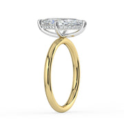 The Celeste Ring – Marquise Solitaire with Hidden Halo in 18K White Gold and Yellow Gold – The Jewel Concierge
