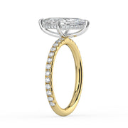 The Phoenix Ring — Marquise Solitaire with Hidden Halo & Pavé Band Lab-Grown Diamond Engagement Ring in Two-Tone Yellow and White Gold | The Jewel Concierge