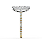 The Phoenix Ring — Marquise Solitaire with Hidden Halo & Pavé Band Lab-Grown Diamond Engagement Ring in Two-Tone Yellow and White Gold | The Jewel Concierge