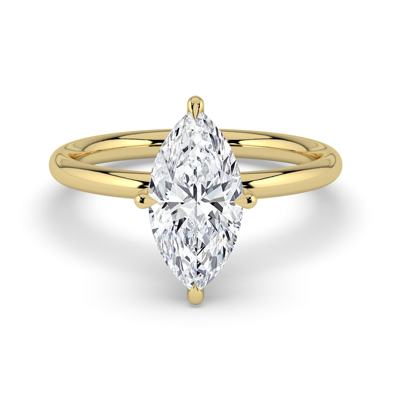 The Celeste Ring – Marquise Solitaire with Hidden Halo in 14K Yellow Gold – The Jewel Concierge