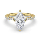 The Phoenix Ring — Marquise Solitaire with Hidden Halo & Pavé Band Lab-Grown Diamond Engagement Ring in Yellow Gold | The Jewel Concierge