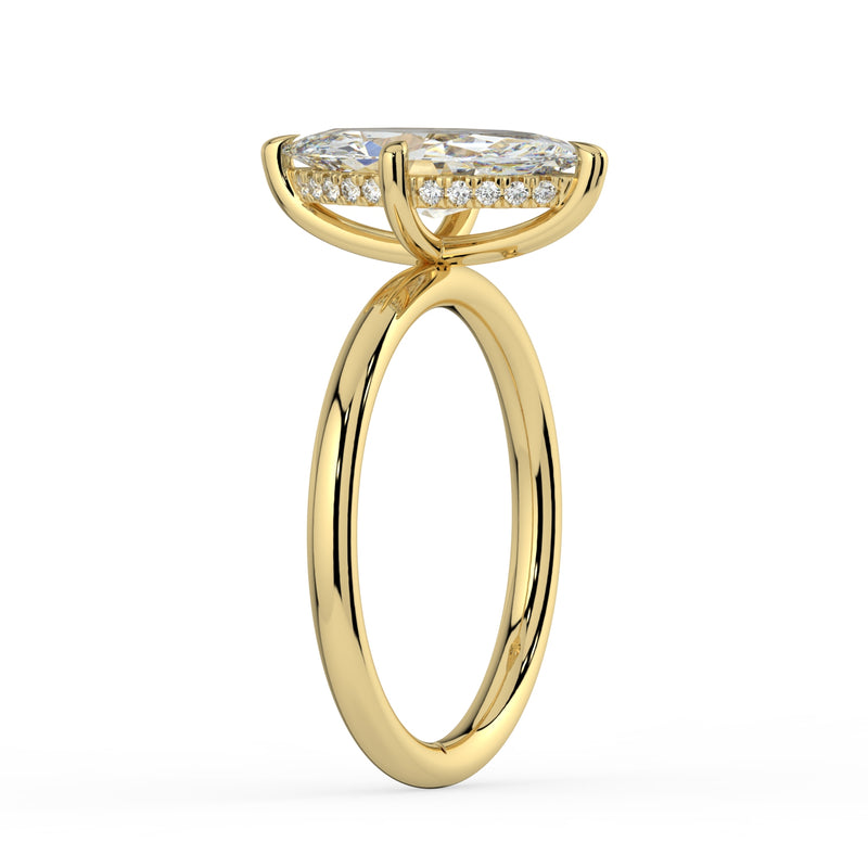 The Celeste Ring - Marquise Solitaire with Hidden Halo