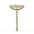The Phoenix Ring — Marquise Solitaire with Hidden Halo & Pavé Band Lab-Grown Diamond Engagement Ring in Yellow Gold | The Jewel Concierge