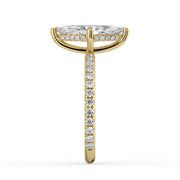 The Phoenix Ring — Marquise Solitaire with Hidden Halo & Pavé Band Lab-Grown Diamond Engagement Ring in Yellow Gold | The Jewel Concierge