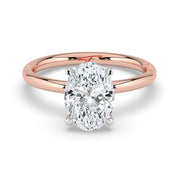 The Celeste Ring — Oval Solitaire with Hidden Halo Lab-Grown Diamond Engagement Ring in Two-Tone Rose and White Gold | The Jewel Concierge
